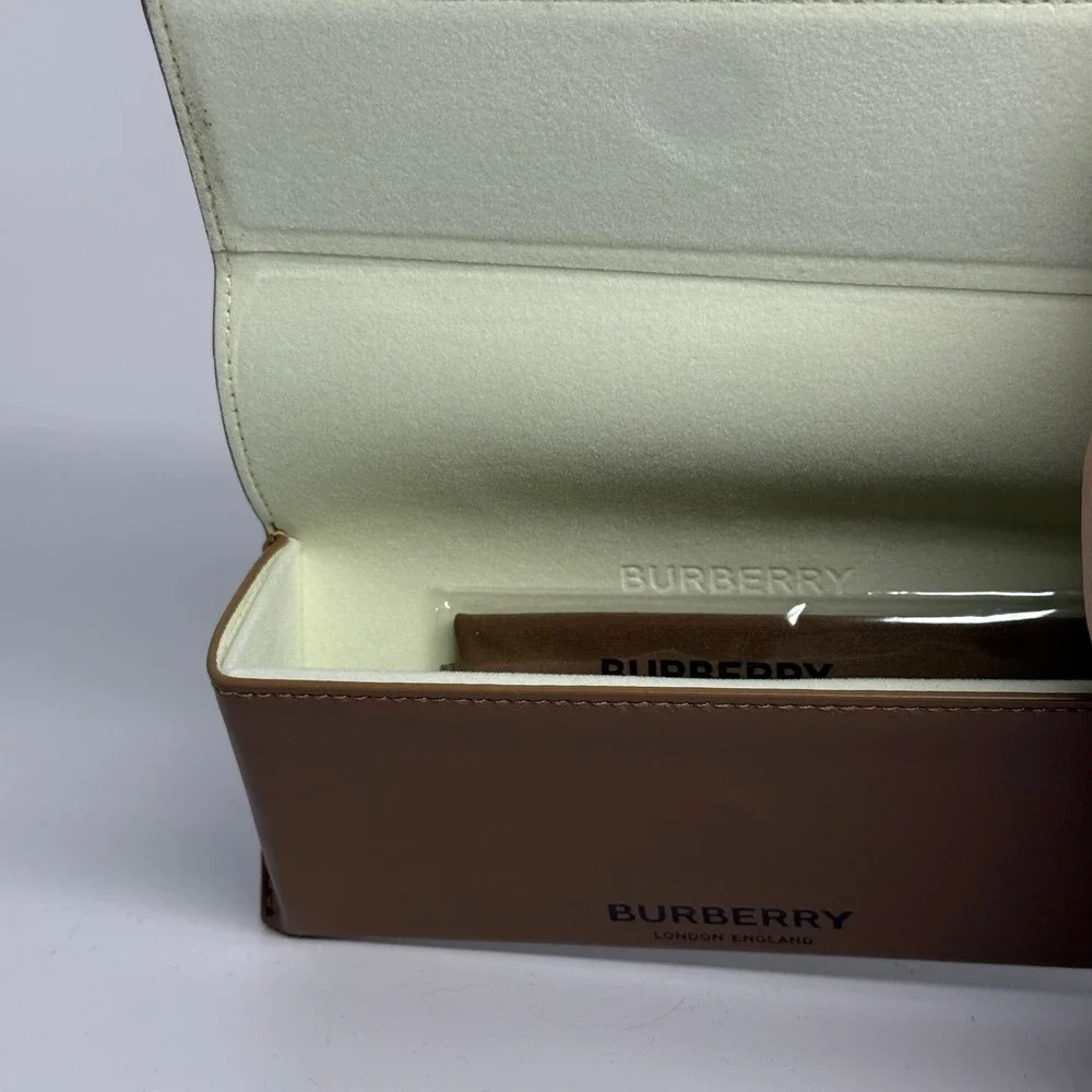Burberry Tan Brown Leather‎ Sunglasses Case London England Foldable Eyeglasses 3